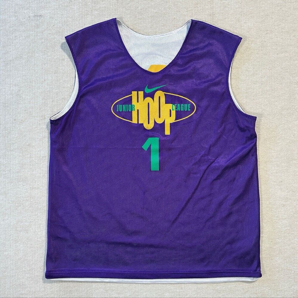 Nike Junior Hoop League Reversible Basketball Jersey Xl White Purple #1 Practice